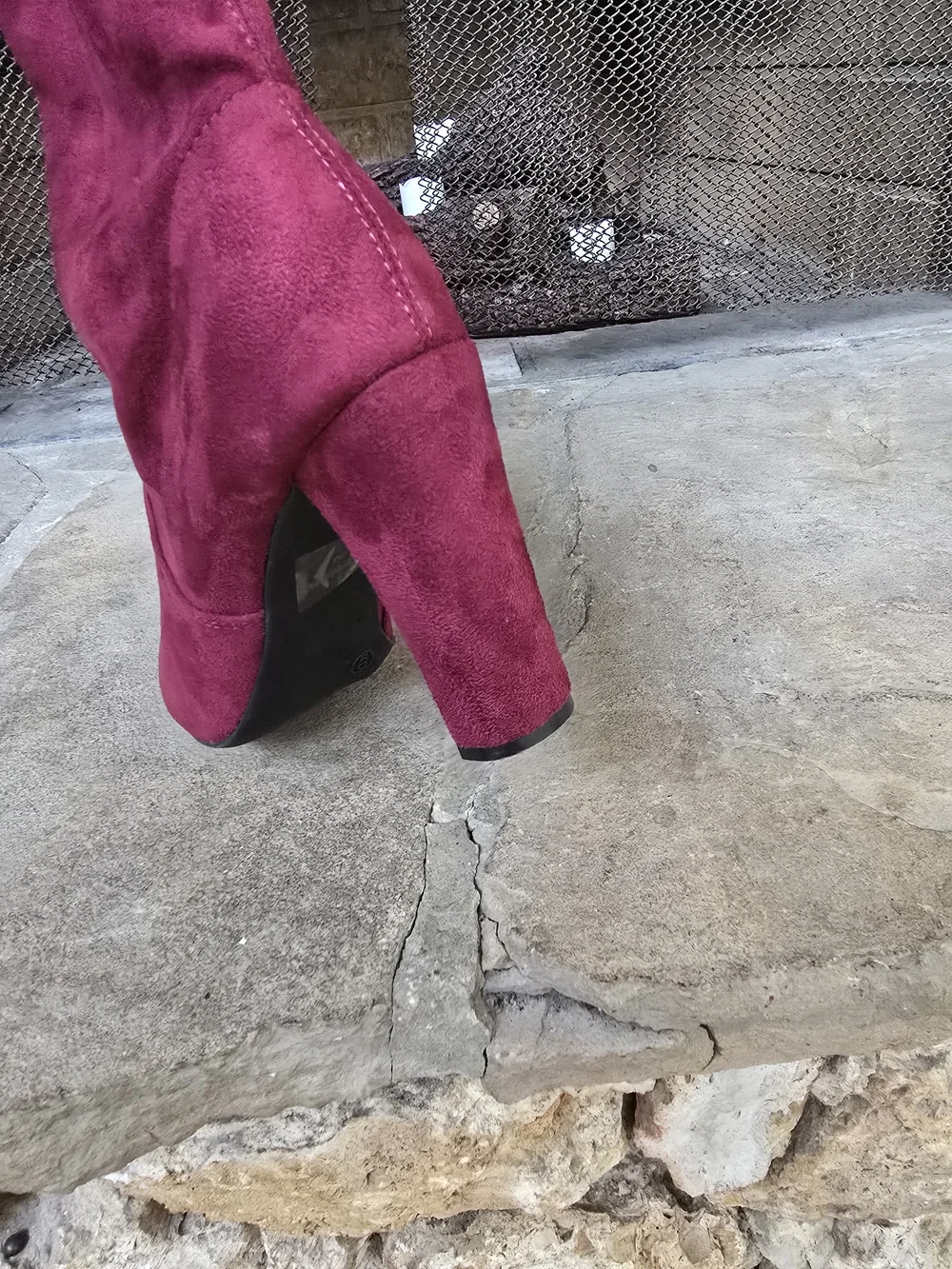 Charlotte Russe Burgundy Thigh High Block Heel Boots